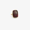 18k & almandine garnet tree intaglio ring