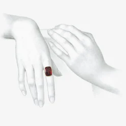 18k & almandine garnet tree intaglio ring