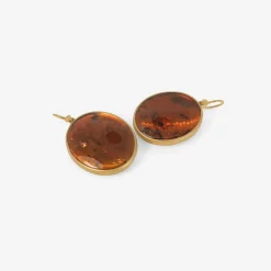 18k & amber tourmaline oval lens earrings