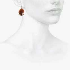 18k & amber tourmaline oval lens earrings