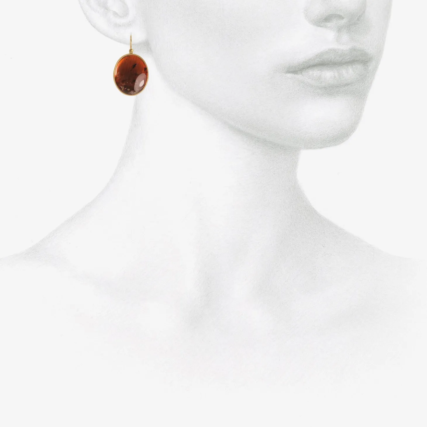 18k & amber tourmaline oval lens earrings