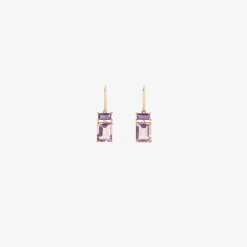 14k & amethyst paired drop earrings
