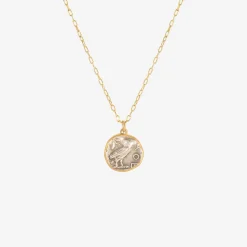 18k & ancient greek owl/athena coin pendant, 440-420 bc