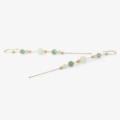 14k & aquamarine bead chain earrings with tourmaline