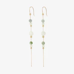 14k & aquamarine bead chain earrings with tourmaline