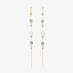 14k & aquamarine bead chain earrings with tourmaline