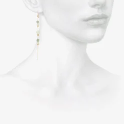 14k & aquamarine bead chain earrings with tourmaline