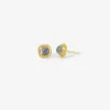 22k & aquamarine granulated studs