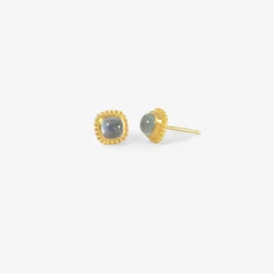 22k & aquamarine granulated studs