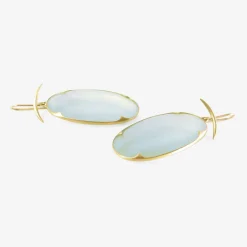 18k & aquamarine large lens earrings