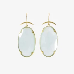 18k & aquamarine large lens earrings