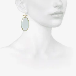 18k & aquamarine large lens earrings
