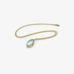 18k & aquamarine sequin pebble pendant, 4.9ct