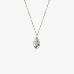 18k & aquamarine sequin pebble pendant, 4.9ct