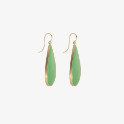 18k & australian chrysoprase teardrop earrings, 44.08ct