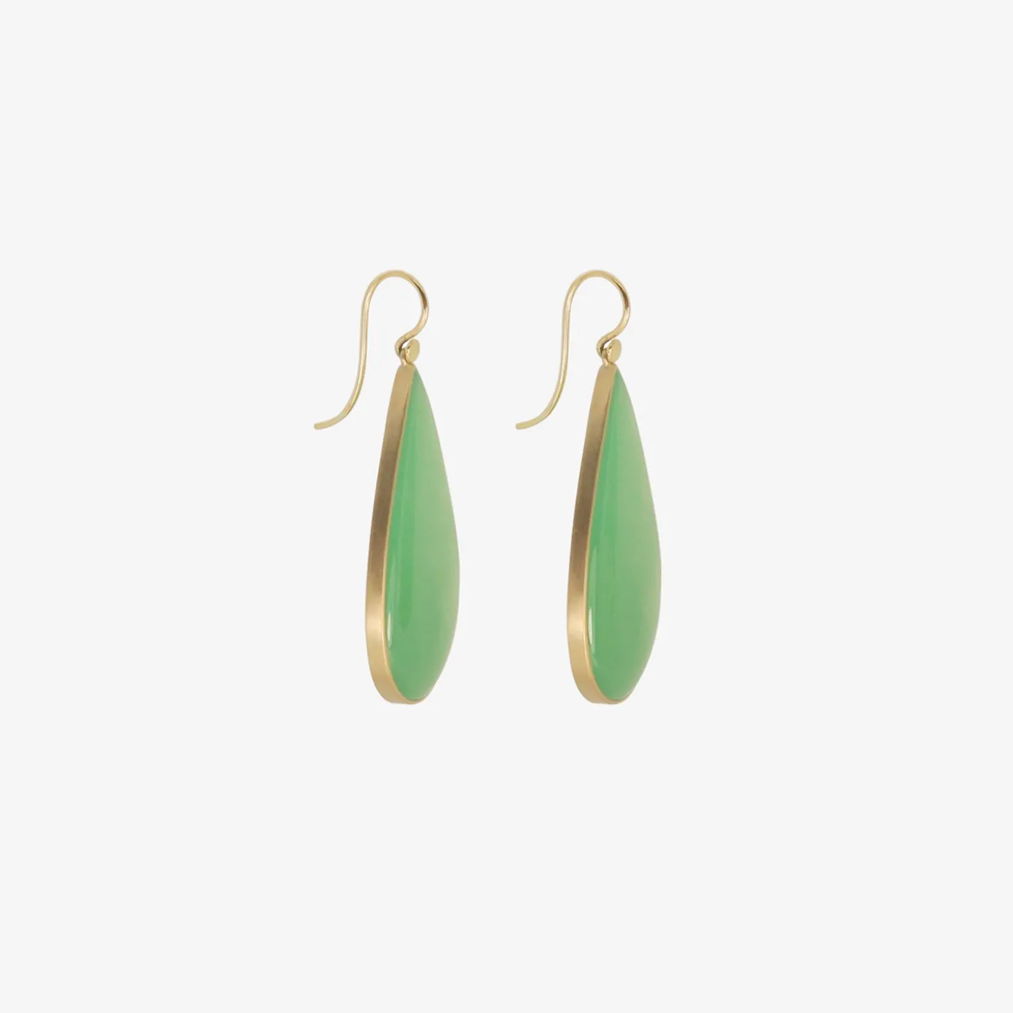18k & australian chrysoprase teardrop earrings, 44.08ct