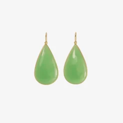18k & australian chrysoprase teardrop earrings, 44.08ct