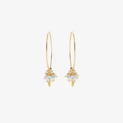 18k & australian opal small hoop cluster earrings