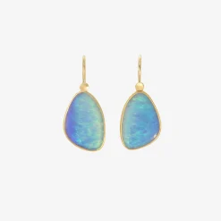 18k & australian opal wing earrings, 7.53ct