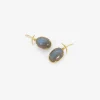 18k & bezel-set oval labradorite earrings