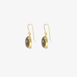 18k & bezel-set oval labradorite earrings