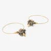 18k & black diamond small hoop cluster earrings