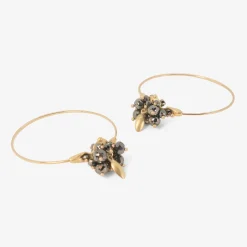 18k & black diamond small hoop cluster earrings