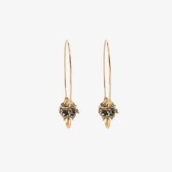18k & black diamond small hoop cluster earrings