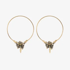 18k & black diamond small hoop cluster earrings