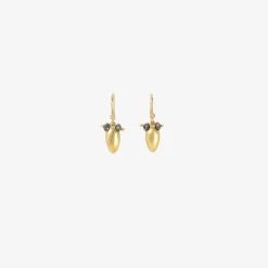 18k & black diamond thin eye bug earrings