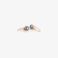14k & black freshwater pearl eggplant earrings
