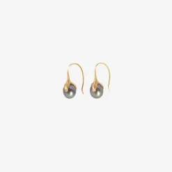 14k & black freshwater pearl eggplant earrings