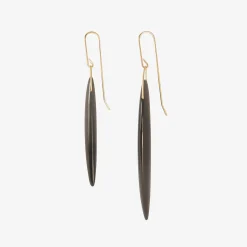 14k & black jade bean earrings