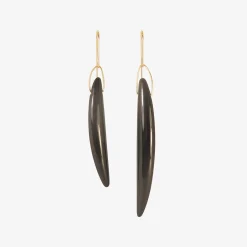 14k & black jade bean earrings