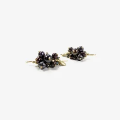 10k & black pearl bug cluster earrings