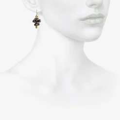 10k & black pearl bug cluster earrings