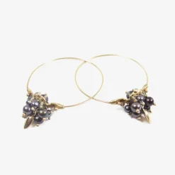 14k & black pearl small hoop clusters