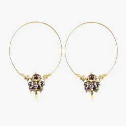 14k & black pearl small hoop clusters