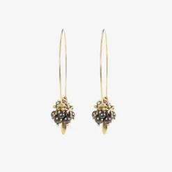 14k & black pearl small hoop clusters