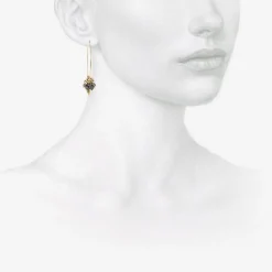 14k & black pearl small hoop clusters