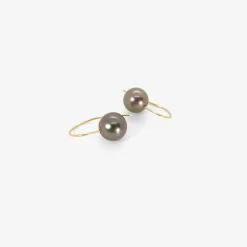 18k & black tahitian pearl drop earrings