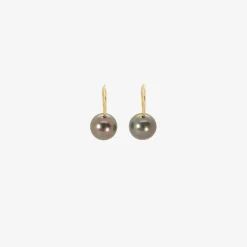 18k & black tahitian pearl drop earrings