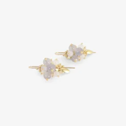 18k & blue chalcedony bug cluster earrings