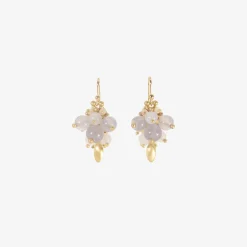 18k & blue chalcedony bug cluster earrings