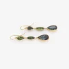 18k & blue green tourmaline triple drop earrings, 11.15ct