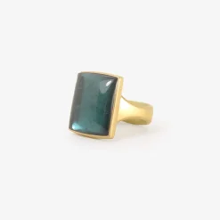 18k & blue green tourmaline chiclet ring, 9.36ct