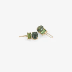 14k & blue green tourmaline paired drop earrings, 9.1ct