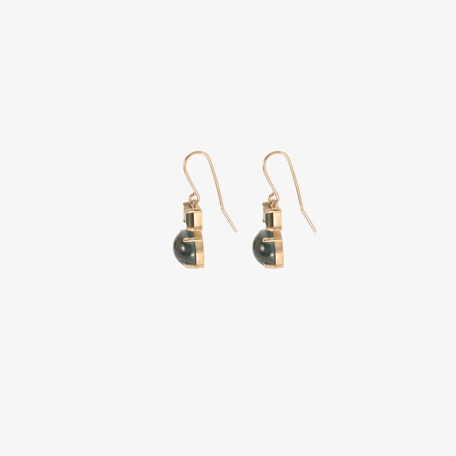 14k & blue green tourmaline paired drop earrings, 9.1ct