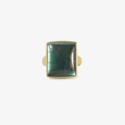 18k & blue green tourmaline chiclet ring, 9.36ct