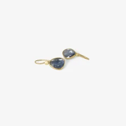 18k & blue sapphire pebble earrings, 3.67ct